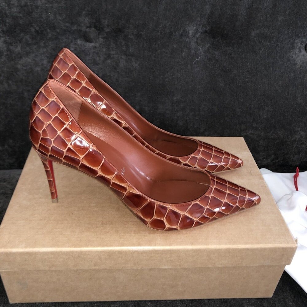 Christian Louboutin Kate 85 Alligator-Embossed Leather Pump